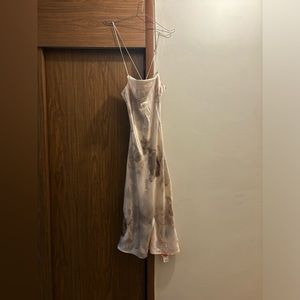 Satin Watercolor Cowl Neck MIDI Dress